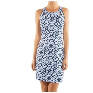 Gretchen Scott Isosceles Sleeveless Shift Dress Womens S Rio Gio Blues NWT !